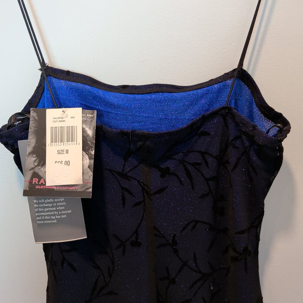 NOS Vtg 90s Rampage Sz M Blue Sheer Glitter Formal Maxi Dress Fairy Whimsygoth - Picture 6 of 8